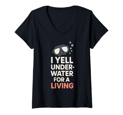 Damen Tauchlehrer Dive Crew Pride Teach Underwater Since T-Shirt mit V-Ausschnitt von I Yell Underwater Gift Proud Diving Instructor