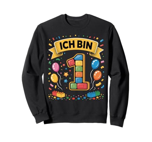 Kinder Bausteine Geburtstag Junge Mädchen 1 Jahre alt Sweatshirt von I am 1 Building Blocks