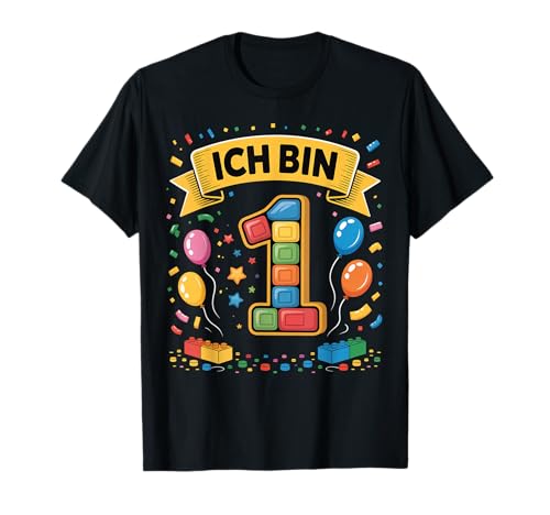 Kinder Bausteine Geburtstag Junge Mädchen 1 Jahre alt T-Shirt von I am 1 Building Blocks