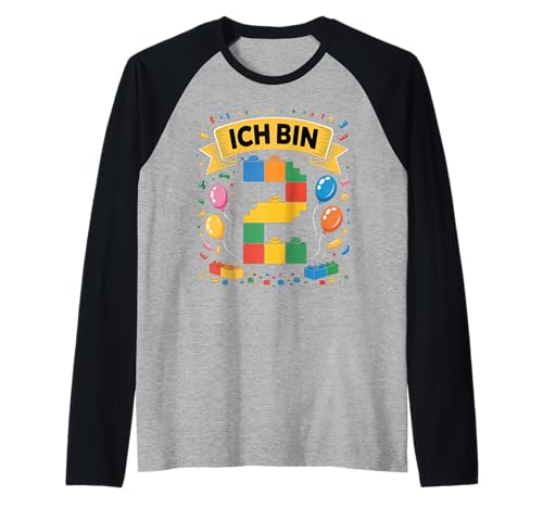 Kinder Bausteine Geburtstag Junge Mädchen 2 Jahre alt Raglan von I am 2 Building Blocks