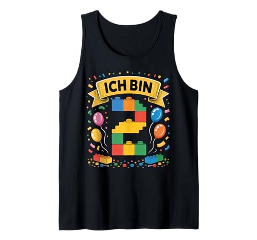 Kinder Bausteine Geburtstag Junge Mädchen 2 Jahre alt Tank Top von I am 2 Building Blocks