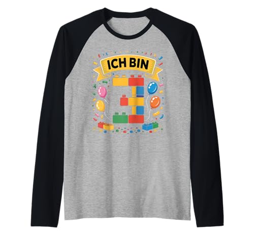 Kinder Bausteine Geburtstag Junge Mädchen 3 Jahre alt Raglan von I am 3 Building Blocks