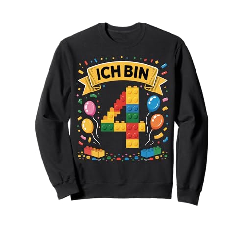 Kinder Bausteine Geburtstag Junge Mädchen 4 Jahre alt Sweatshirt von I am 4 Building Blocks