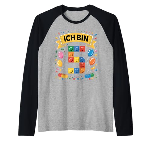 Kinder Bausteine Geburtstag Junge Mädchen 5 Jahre alt Raglan von I am 5 Building Blocks