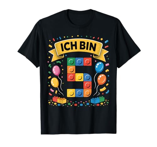 Kinder Bausteine Geburtstag Junge Mädchen 5 Jahre alt T-Shirt von I am 5 Building Blocks