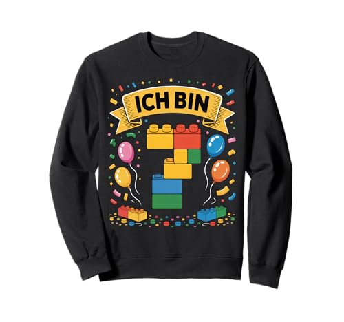 Kinder Bausteine Geburtstag Junge Mädchen 7 Jahre alt Sweatshirt von I am 7 Building Blocks