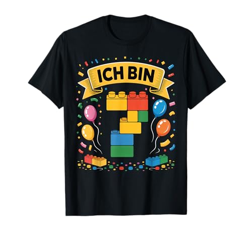 Kinder Bausteine Geburtstag Junge Mädchen 7 Jahre alt T-Shirt von I am 7 Building Blocks