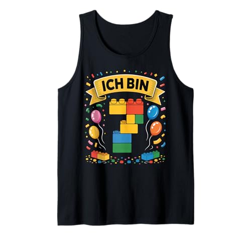 Kinder Bausteine Geburtstag Junge Mädchen 7 Jahre alt Tank Top von I am 7 Building Blocks