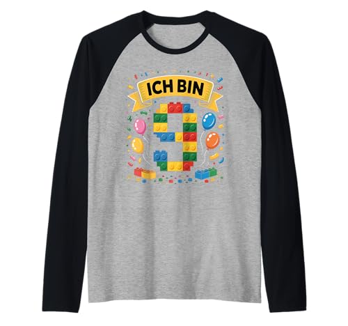 Kinder Bausteine Geburtstag Junge Mädchen 9 Jahre alt Raglan von I am 9 Building Blocks