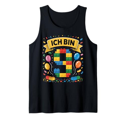 Kinder Bausteine Geburtstag Junge Mädchen 9 Jahre alt Tank Top von I am 9 Building Blocks