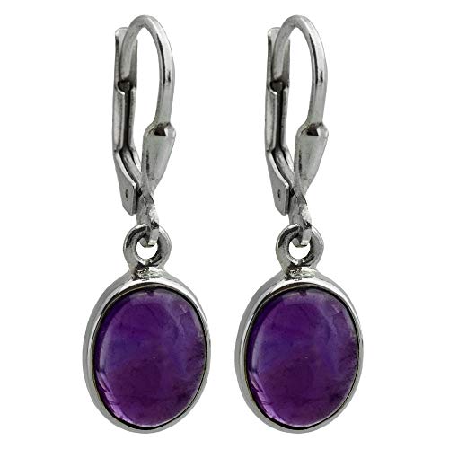 I-be, Amethyst Edelstein Ohrringe oval 925 Silber, Gesamtlänge: 2,9 cm im Geschenketui, 390312 k KB von I-be