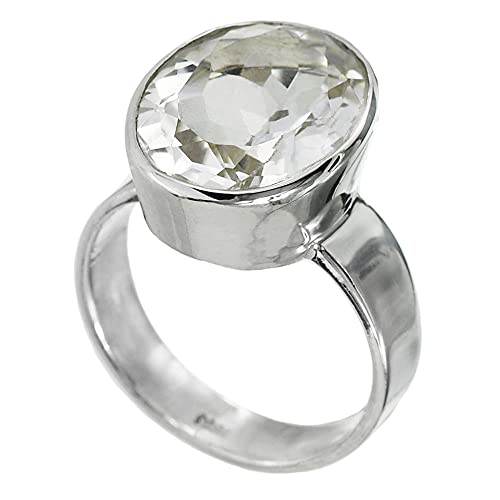 I-be, Bergkristall Edelstein Ring mit facettiertem Stein12x16 mm, 925 Sterling Silber, 100722/12x16 (56) von I-be