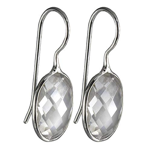 I-be, Bergkristall facettiert Edelstein Ohrringe oval, 925 Silber, Gesamtlänge:2,8 cm, im Geschenketui, 390722S von I-be