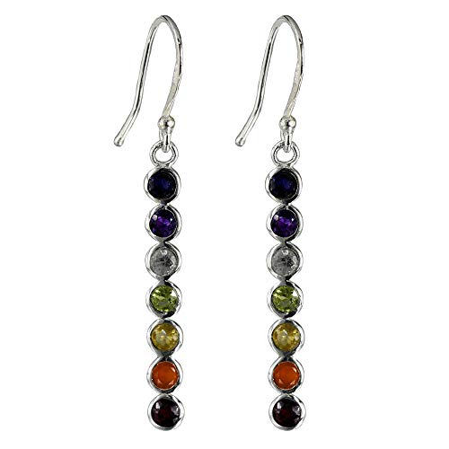 I-be, Chakra Ohrringe 7 Edelsteine, 925 Silber, Länge: 3 cm im Geschenketui, 39 Chakra von I-be