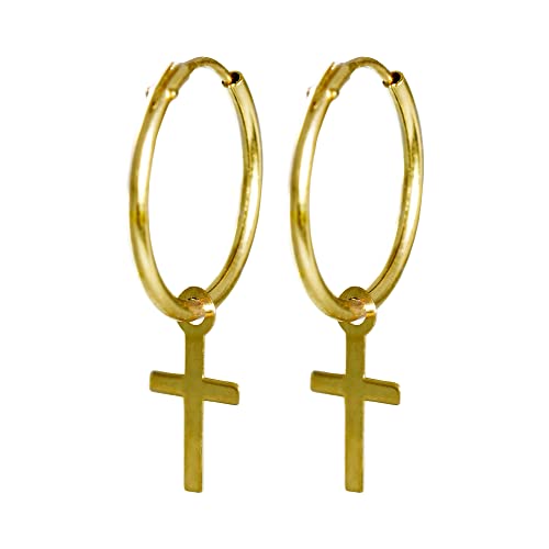 I-be, Kreolen mit Kreuz Ohrringe, 14 k (585) Gold, 20x13 mm, 39585 Kreolen Kreuz von I-be