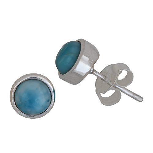 I-be, Larimar Edelstein 6 mm Ohrstecker rund, 925 Silber, im Geschenketui, 353011/6 von I-be