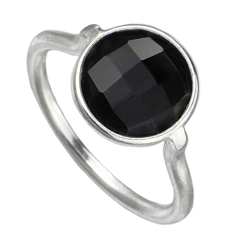 I-be, Onyx Edelstein Ring schwarz facettiert rund 925 Sterling Silber, 104421/11 (56) von I-be