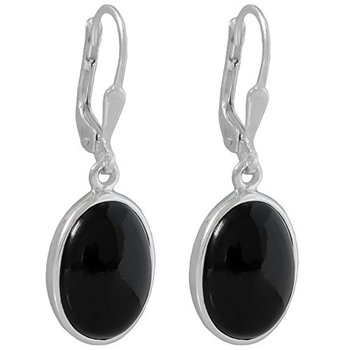 I-be, Onyx Schwarz Edelstein Ohrringe oval 925 Silber, Länge: 3,3 cm im Geschenketui, 394412 g KB von I-be