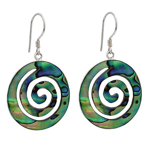 I-be, Paua Muschel Abalone Ohrringe rund mit Spirale, 925 Silber, 398201 Spirale von I-be