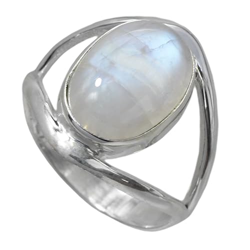 I-be, Regenbogen Mondstein Edelstein Ring 925 Sterling Silber 107912-2B/10x14 (54) von I-be