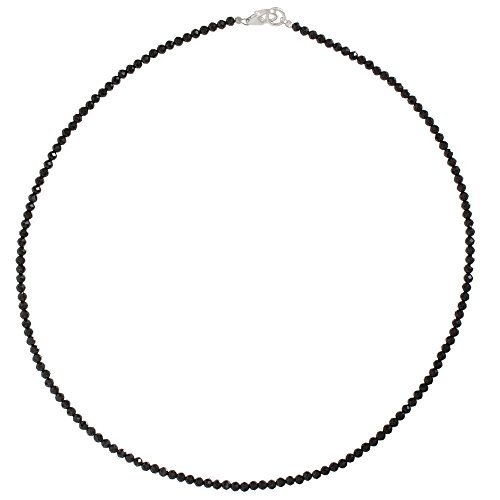 I-be, Schwarzer Spinell Collier/Kette tiefschwarz Ø 3 mm, 925 Sterling Silber Karabinerverschluss, Länge 42 cm im Geschenketui 446603/black/42 von I-be