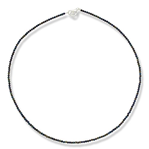 I-be, Schwarzes Spinell Collier/Kette mystic blau Ø 2 mm, 925 Sterling Silber Karabinerverschluss, Länge 45 cm im Geschenketui 446602/bl/45 von I-be