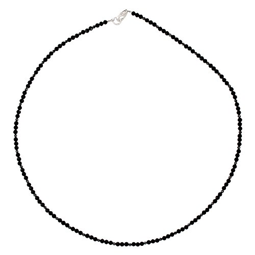 I-be, Schwarzes Spinell Collier/Kette tiefschwarz Ø 3 mm, 925 Sterling Silber Karabinerverschluss, Länge 42 cm im Geschenketui 446603/black/si/42 von I-be