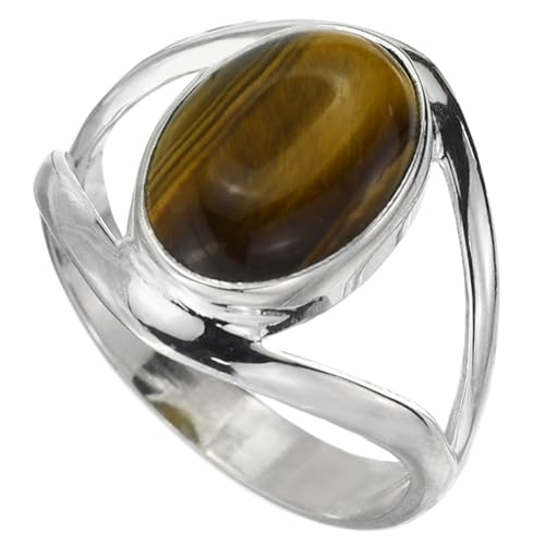 I-be, Tigerauge Edelstein Ring oval, 925 Silber, im Geschenketui, 107112-2B/10x14 (58) von I-be