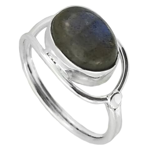 I-be,Labradorit Edelstein Ring oval, 925 Silber, im Geschenketui, 102812-2B/8x10 (54) von I-be