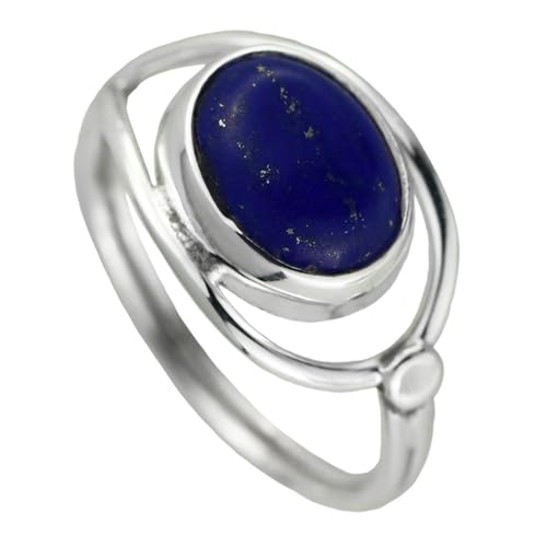 I-be,Lapis Lazuli Edelstein Ring oval, 925 Silber, im Geschenketui, 102912-2B/8x10 (56) von I-be