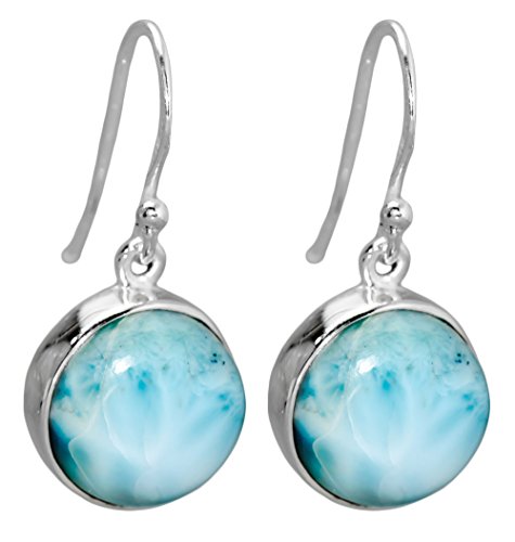 I-be,Larimar Edelstein Ohrringe 925 Silber, Länge: 3 cm im Geschenketui, 393011 S von I-be