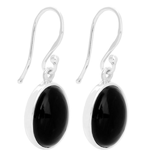 I-be,Onyx Edelstein 8x10 mm Ohrringe oval 925 Silber, Länge 2,7 cm im Geschenketui, 394412 k S von I-be