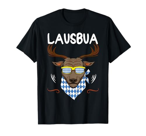 Lausbua Hirsch Lederhose Kinder Trachten Oktoberfest Outfit T-Shirt von I bin a bayrischer Lausbua Herren Jungen Kostüm