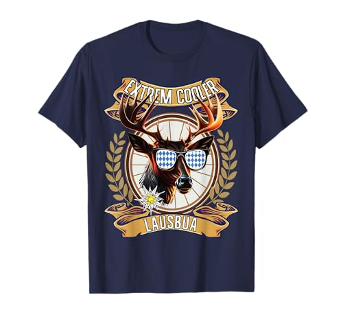 Extrem cooler Lausbua Hirsch Lederhose Kinder Trachten T-Shirt von I bin a bayrischer Lausbua Herren Jungen