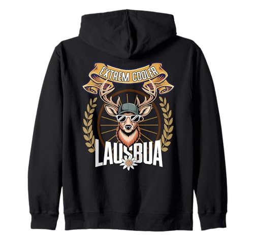Lausbua Hirsch Lederhose Kinder Trachten Herren Lausbua Kapuzenjacke Lausbua Hirsch Lederhose Kinder Trachten Herren Lausbua Kapuzenjacke von I bin a bayrischer Lausbua Herren Jungen
