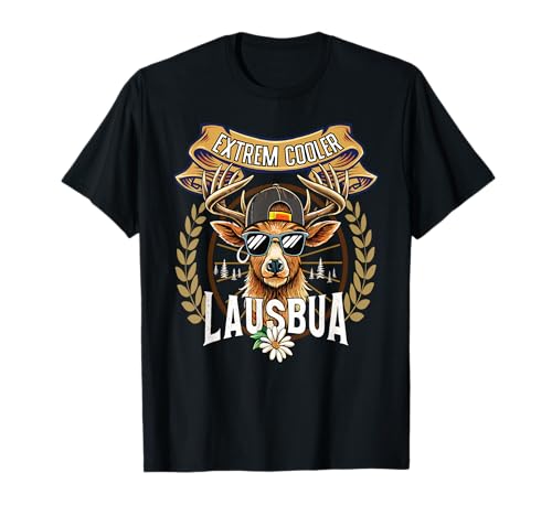 Lausbua Hirsch Lederhose Kinder Trachten Herren Lausbua T-Shirt Lausbua Hirsch Lederhose Kinder Trachten Herren Lausbua T-Shirt von I bin a bayrischer Lausbua Herren Jungen