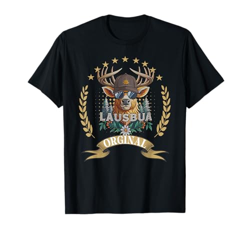 Lausbua Hirsch Lederhose Kinder Trachten Herren Lausbua T-Shirt Lausbua Hirsch Lederhose Kinder Trachten Herren Lausbua T-Shirt von I bin a bayrischer Lausbua Herren Jungen