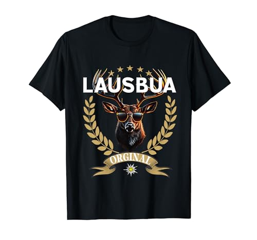 Extrem cooler Lausbua Hirsch Lederhose Kinder Trachten T-Shirt von I bin a bayrischer Lausbua Outfit Herren Jungen
