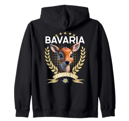 Bavaria Hirsch REH Lausbua Ersatz Lederhose Kinder Trachten Kapuzenjacke Bavaria Hirsch REH Lausbua Ersatz Lederhose Kinder Trachten Kapuzenjacke von I bin a bayrischer Lausbua Outfit Herren & Damen