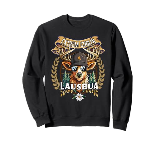 Lausbua Hirsch Lederhose Kinder Trachten Herren Lausbua Sweatshirt von I bin a bayrischer Lausbua