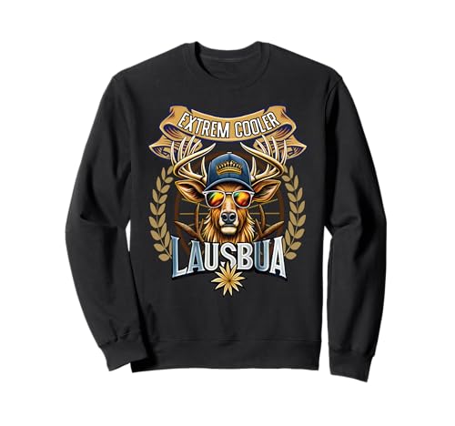 Lausbua Hirsch Lederhose Kinder Trachten Herren Lausbua Sweatshirt von I bin a bayrischer Lausbua