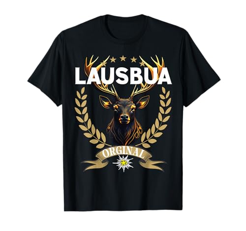 Lausbua Hirsch Lederhose Kinder Trachten Herren Lausbua T-Shirt von I bin a bayrischer Lausbua