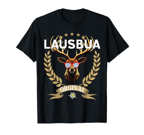 Lausbua Hirsch Lederhose Kinder Trachten Herren Lausbua T-Shirt von I bin a bayrischer Lausbua