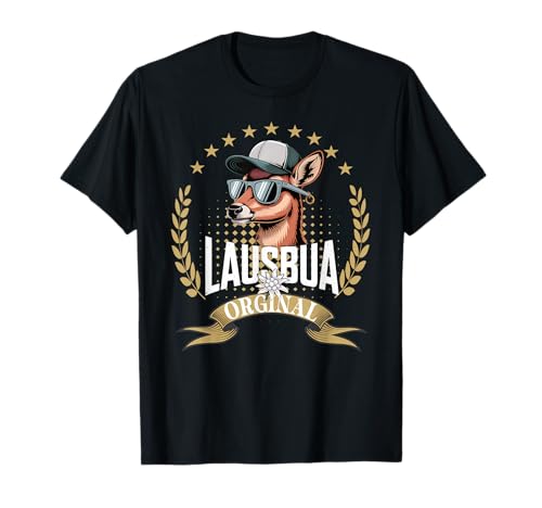 Lausbua Hirsch Lederhose Kinder Trachten Herren Lausbua T-Shirt von I bin a bayrischer Lausbua