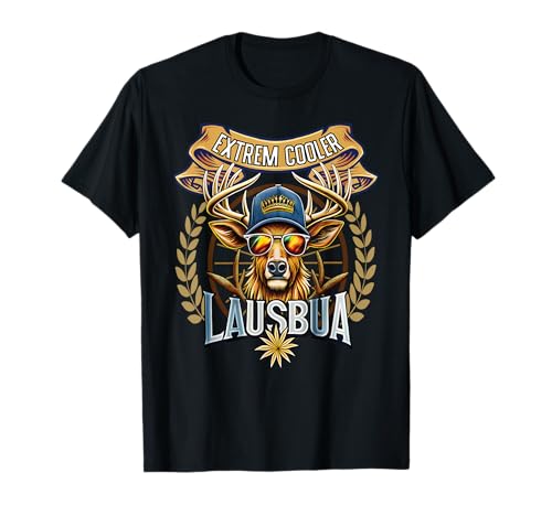 Lausbua Hirsch Lederhose Kinder Trachten Herren Lausbua T-Shirt von I bin a bayrischer Lausbua