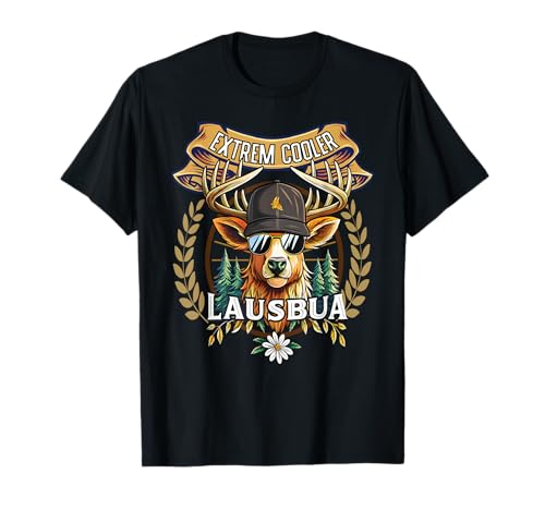 Lausbua Hirsch Lederhose Kinder Trachten Herren Lausbua T-Shirt von I bin a bayrischer Lausbua