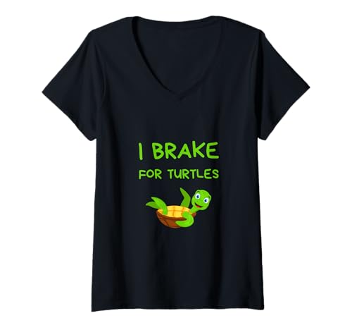 Damen Pause für Schildkröten T-Shirt mit V-Ausschnitt Damen Pause für Schildkröten T-Shirt mit V-Ausschnitt von I break for turtles