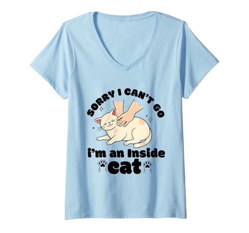 Damen Katzenliebhaber Introvertiert lustig Ich kann nicht gehen Ich bin eine Insiderkatze lustig T-Shirt mit V-Ausschnitt Damen Katzenliebhaber Introvertiert lustig Ich kann nicht gehen Ich bin eine Insiderkatze lustig T-Shirt mit V-Ausschnitt von I can't Go I'm an Inside cat funny introvert Home