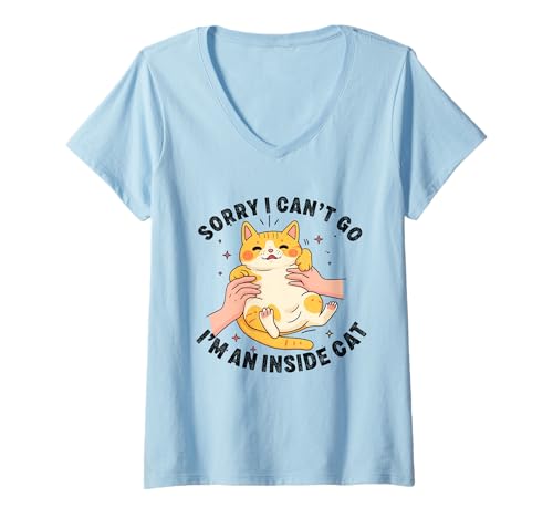 Damen Lustige introvertierte Katze I can't Go I'm an Inside cat Homebody T-Shirt mit V-Ausschnitt Damen Lustige introvertierte Katze I can't Go I'm an Inside cat Homebody T-Shirt mit V-Ausschnitt von I can't Go I'm an Inside cat funny introvert Home