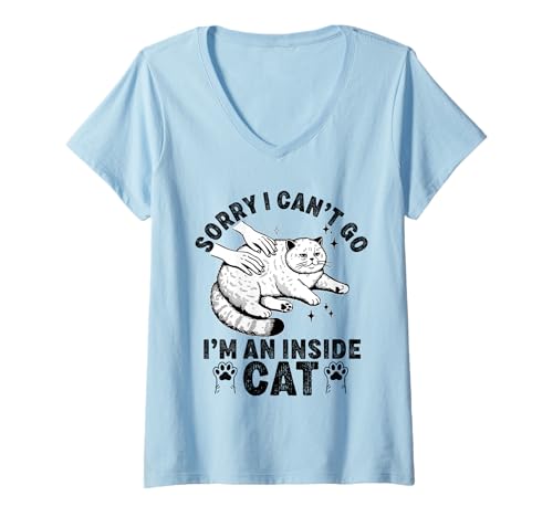 Damen Lustige introvertierte Katze I can't Go I'm an Inside cat Homebody T-Shirt mit V-Ausschnitt Damen Lustige introvertierte Katze I can't Go I'm an Inside cat Homebody T-Shirt mit V-Ausschnitt von I can't Go I'm an Inside cat funny introvert Home
